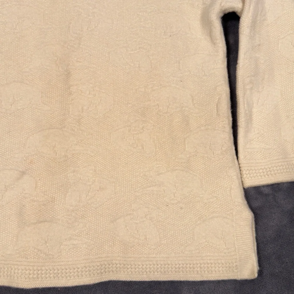 Vintage Emaroo Australia Sweater Pure New Wool 3D Textured Animal Knit Ivory M